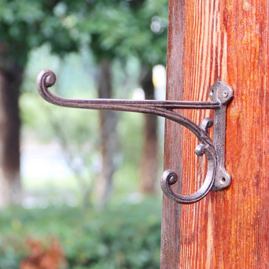 Vintage Cast Iron Wall Hook Rack – Rustic Rust-Finish Coat & Hat Hooks