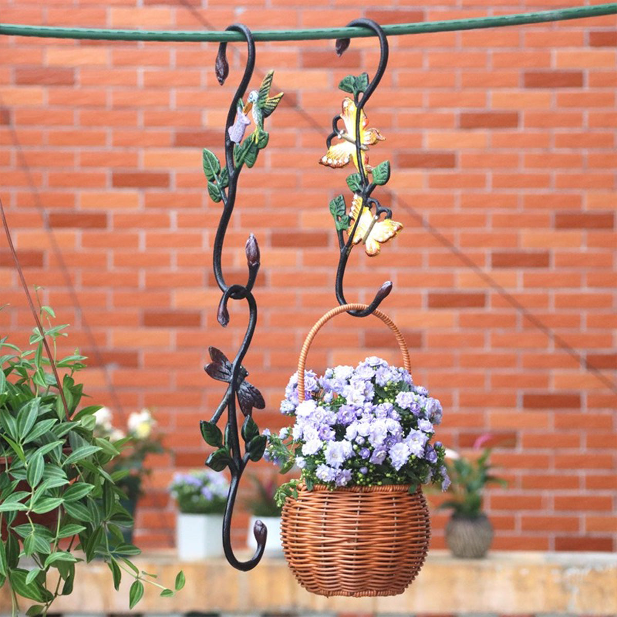 Vintage Painted S-Shaped Animal Hook – Wrought Iron Multi-Purpose Hanging Hook for Baskets & Planters