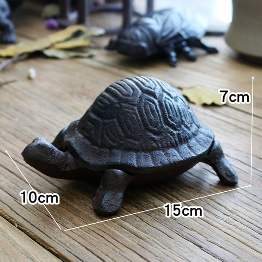 Vintage Cast Iron Turtle Storage Jar — Creative Animal Figurine & Key Holder Box