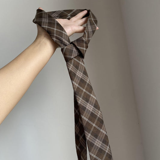 Handmade Custom Vintage Brown Pinstripe Star Tie - Retro Preppy Style Accessory