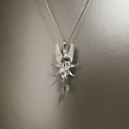 Vintage Grey Moonlight Wand Necklace - Retro Elegant Niche Fashion Accessory for Women