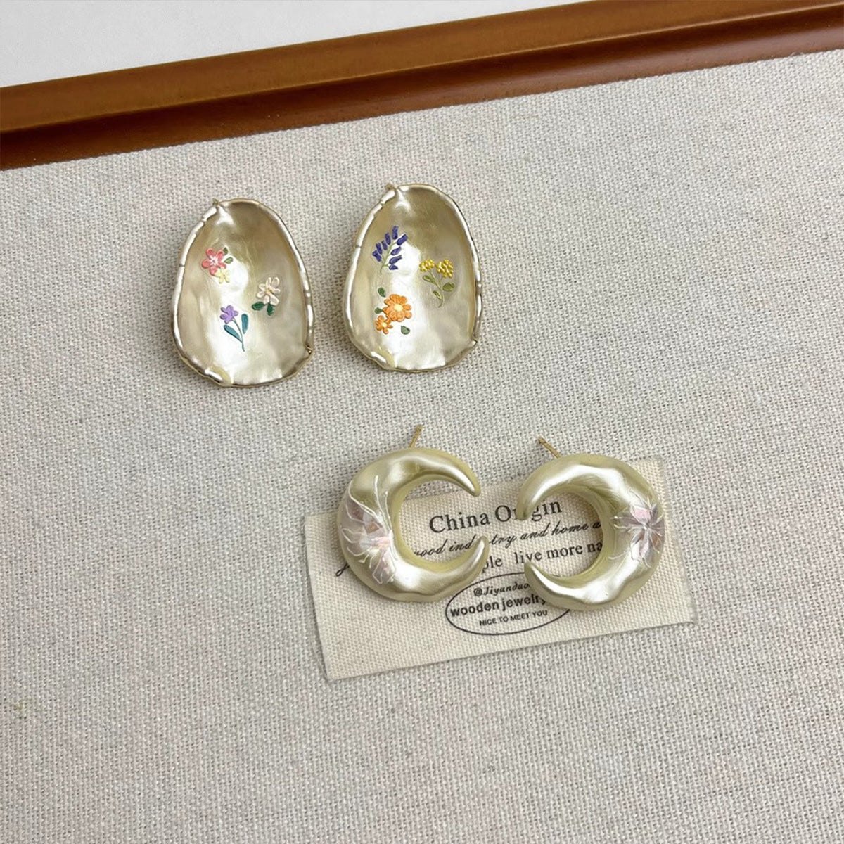 Aphrodite Garden French Vintage Enamel Flower Earrings - Elegant Statement Niche Studs