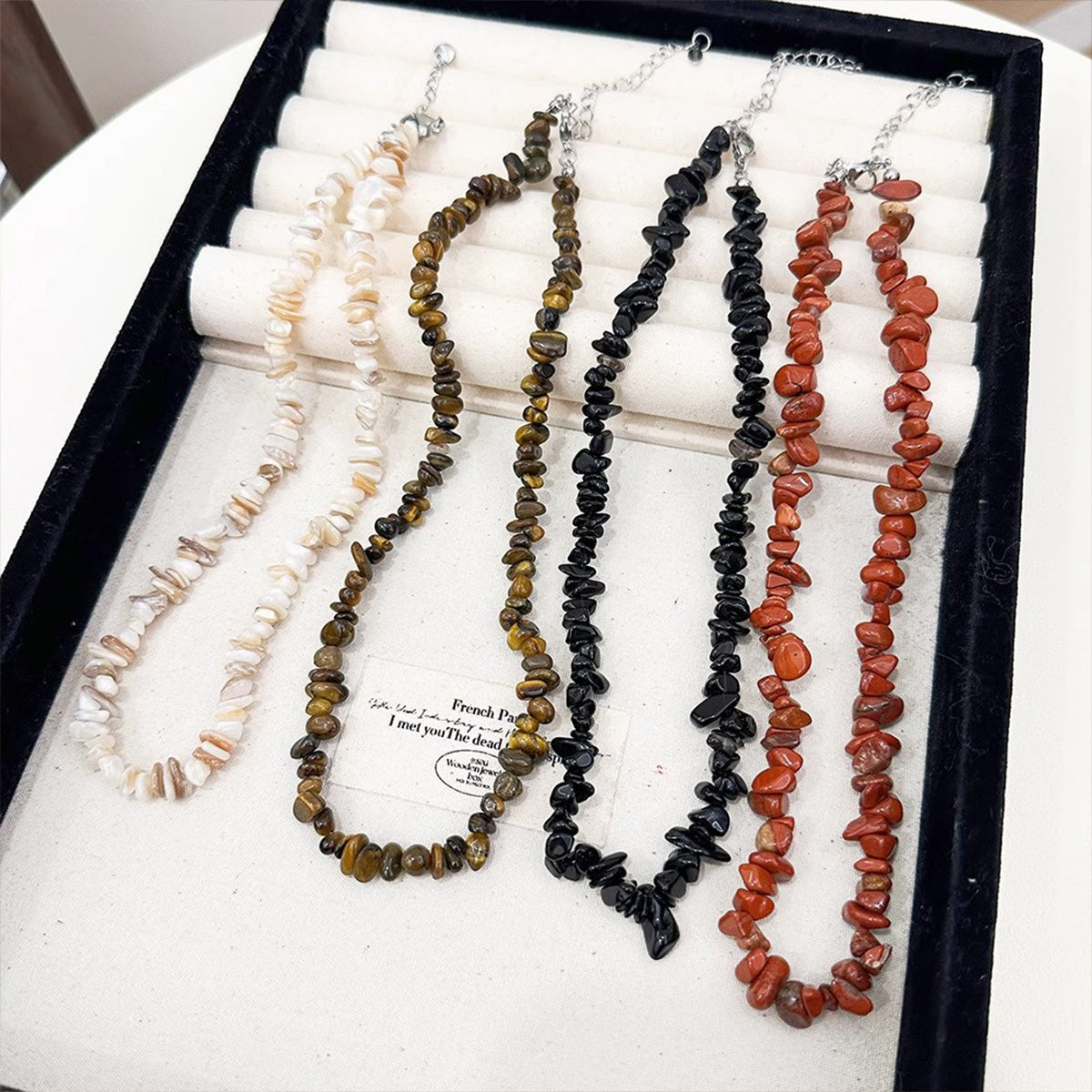 Natural Irregular Chip Bead Necklace - Women's Niche Bohemian Clavicle Chain Unique Statement Jewelry