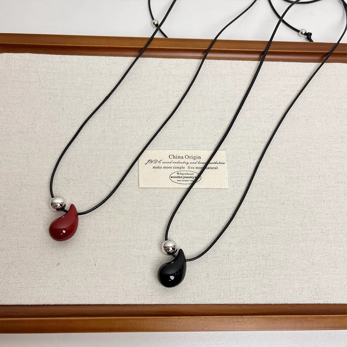 Ankora Red Drop Pendant Necklace - Elegant Women's Long Statement Sweater Chain