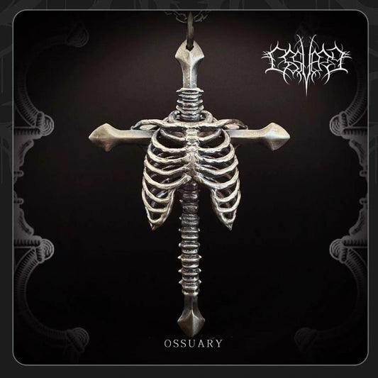 Redemption Pendant - Dark Gothic Rib Cross Necklace Niche Retro Statement Jewelry