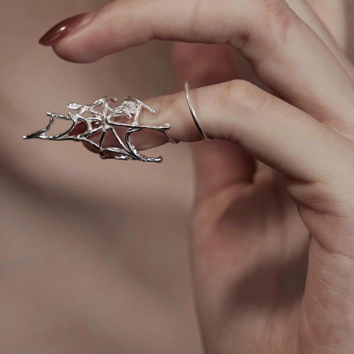 Spider Web Open Ring - Original Design Niche Gothic Statement Ring for Women Gift