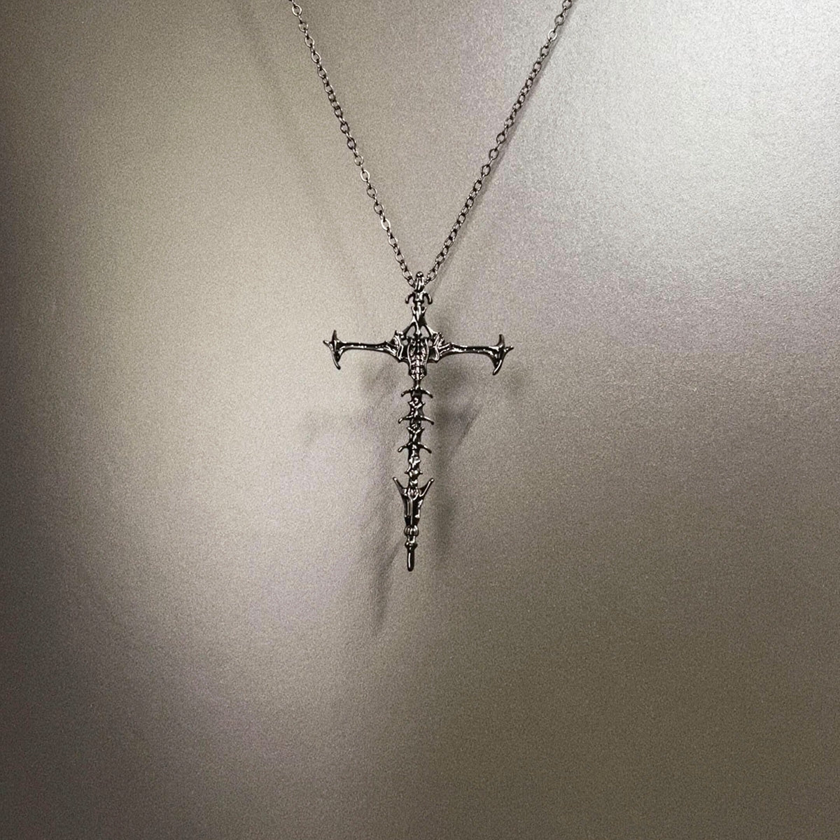 Vintage Retro Skeleton Cross Necklace - Niche Gothic Edgy Statement Jewelry for Women & Men