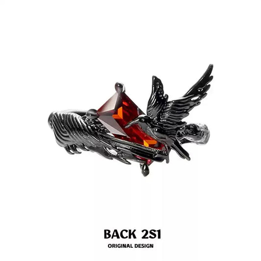 Gothic Crow Ring - Edgy Sweet Cool Statement Jewelry Niche High-End Index Finger Band