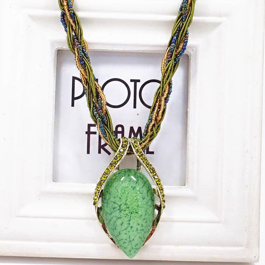 Bohemian Ethnic Leaf Drop Pendant Necklace - Vintage Bohemian Jewelry for Women