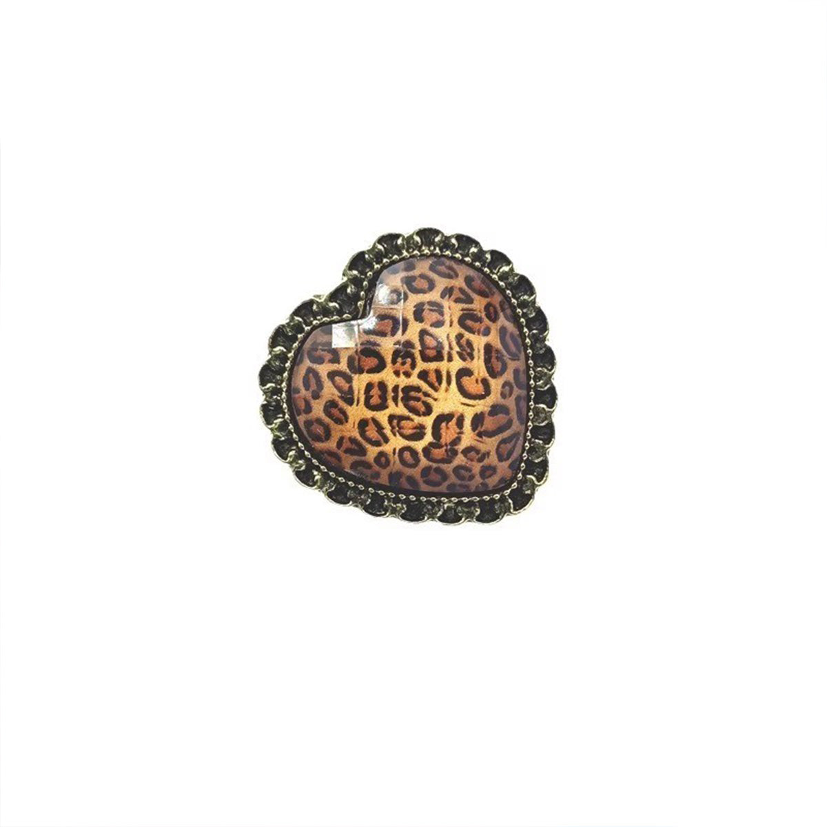 Vintage Retro Leopard Print Heart Ring - Euro Style Niche High-End Finger Jewelry