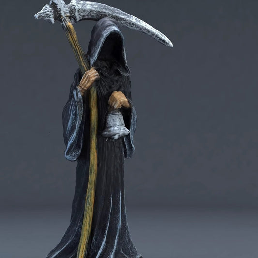 Grim Reaper Figurine with Scythe - Gothic Resin Desk Decor | Dark Art Statue