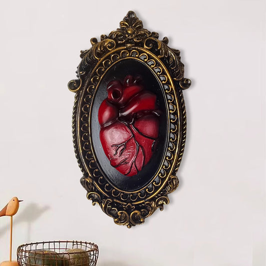 Gothic Dark Heart Wall Plaque - Macabre Horror Decor | Resin Sculpture Ornament
