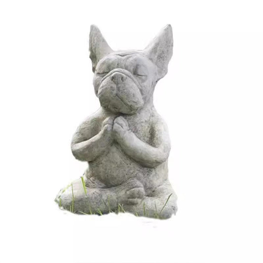 Meditating French Bulldog Resin Statue - Zen Garden Decor | Desktop Ornament