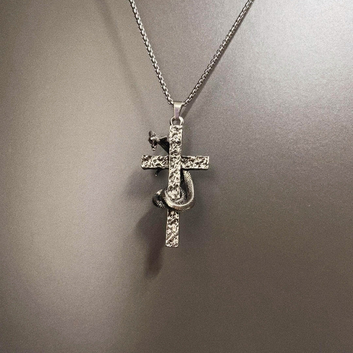 Vintage Mamba Cross Necklace - Gothic Dark Occult Jewelry | Unique Retro Pendant