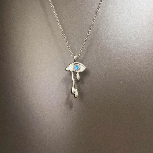 Vintage White Devil's Tears Necklace - Gothic Dark Occult Jewelry | Unique Retro Pendant