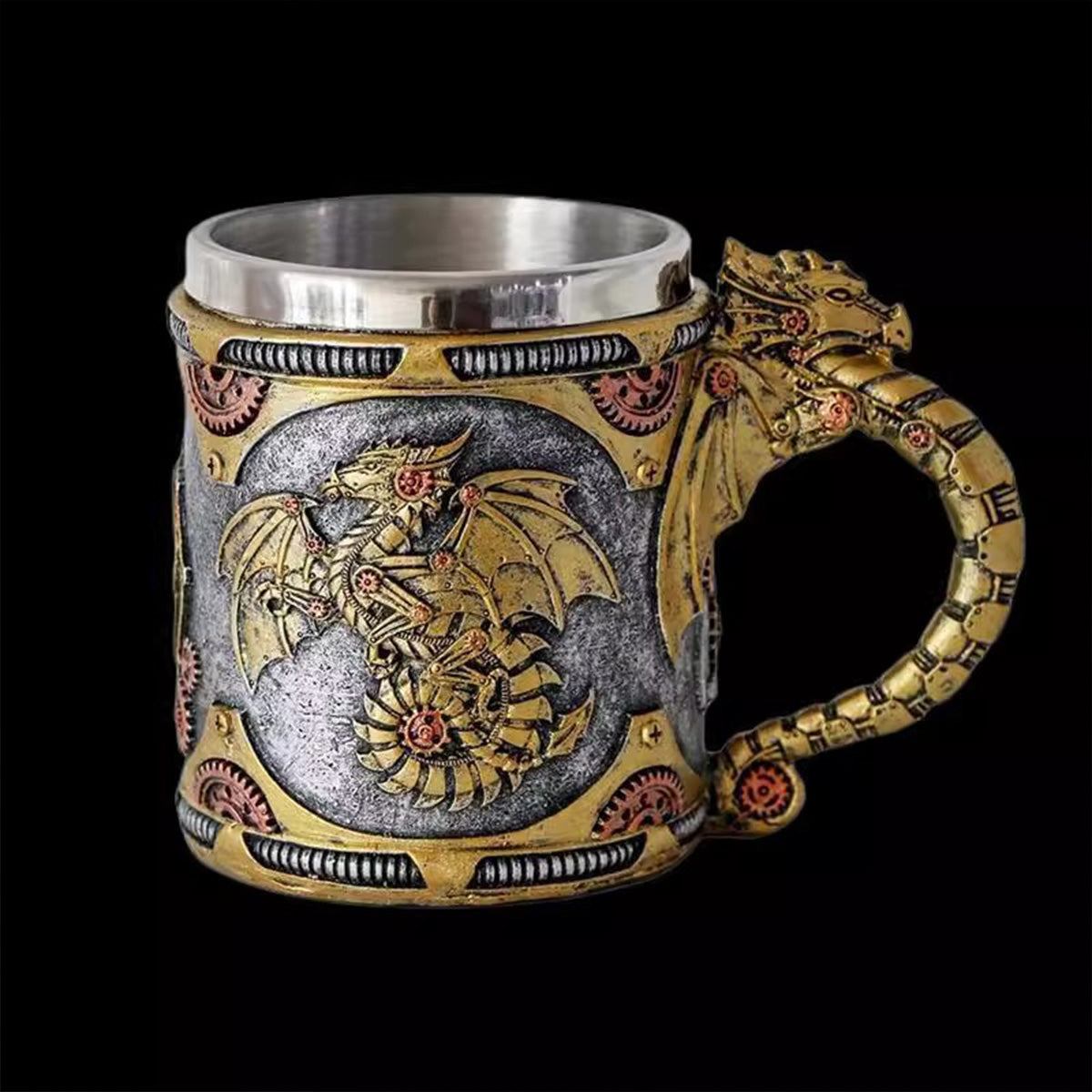 Vintage Mechanical Pterosaur Goblet - Steampunk Dragon Beer Mug & Coffee Cup