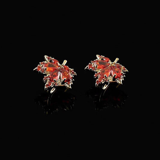 Vintage Maple Leaves Earrings - Retro Autumn Themed Jewelry | Delicate Leaf Studs