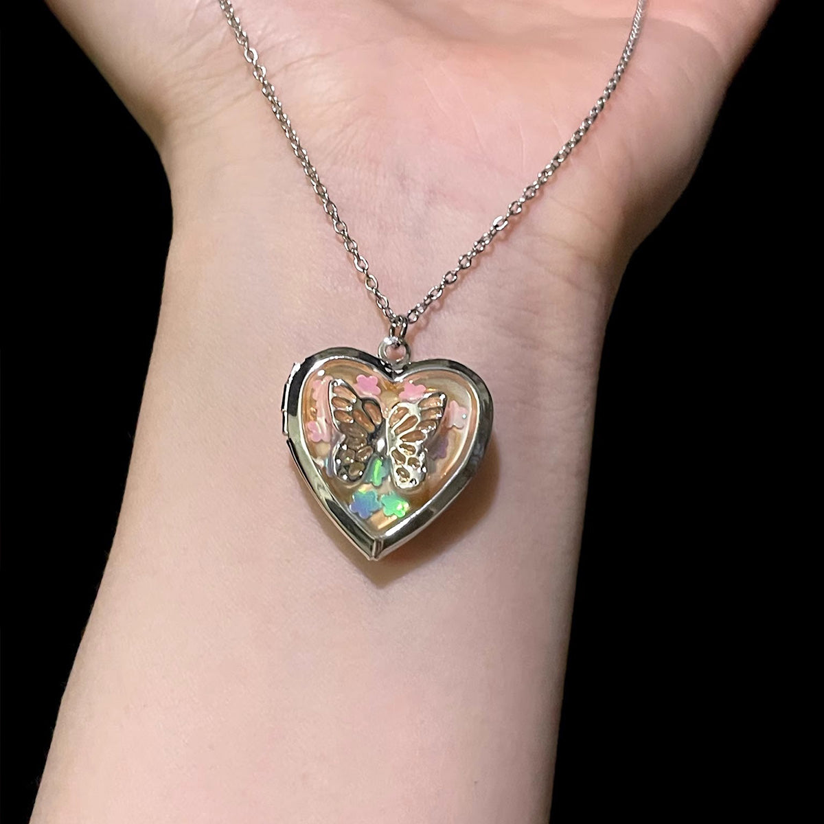 Vintage Butterfly Box Necklace - Retro Mystic Secret Locket Jewelry | Unique Enchanted Pendant