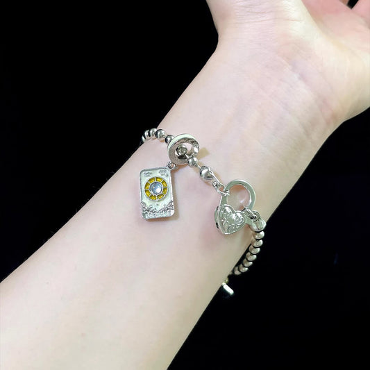 Vintage Wheel of Destiny Bracelet - Retro Tarot Mystic Jewelry | Fated Symbol Wristband