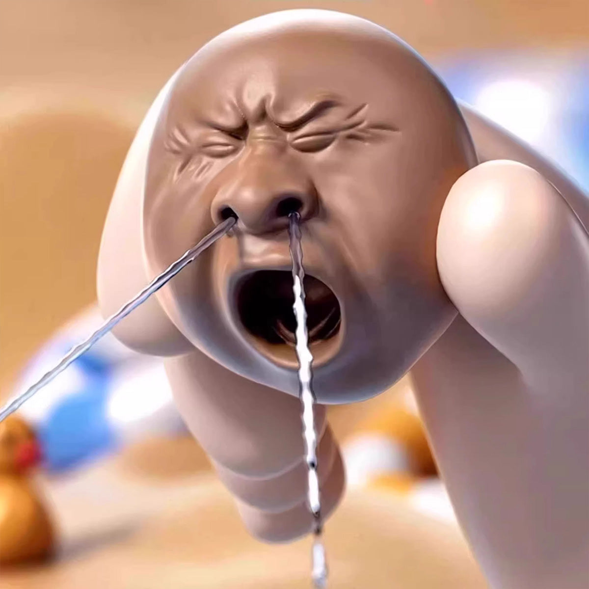 Black-Faced Yawning Tea Pet - Squirt Water Prank Toy | Funny Pinch-Spray Tea Table Decor