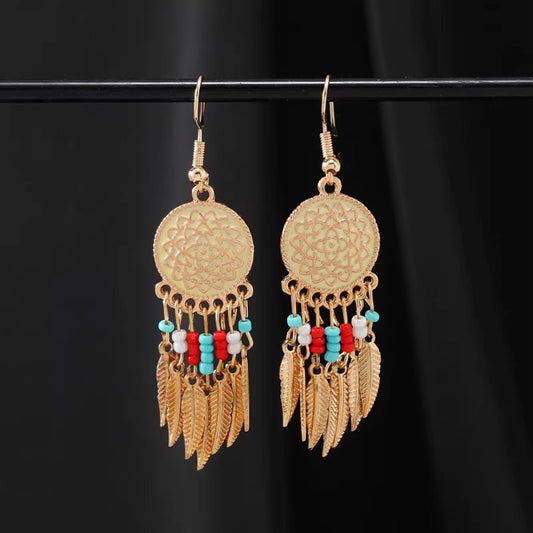 Ethnic Dreamcatcher Earrings - Retro Boho Long Statement Drop Earrings