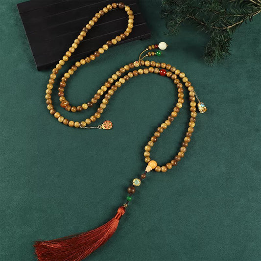 Green Sandalwood Bead Chain - New Chinese Style Multi - purpose Necklace, Perfect for Horse - face Skirt Decoration