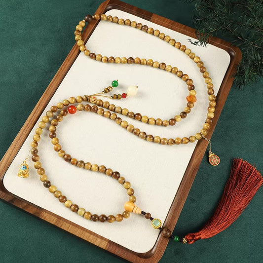 Green Sandalwood Bead Chain - New Chinese Style Multi - purpose Necklace, Perfect for Horse - face Skirt Decoration