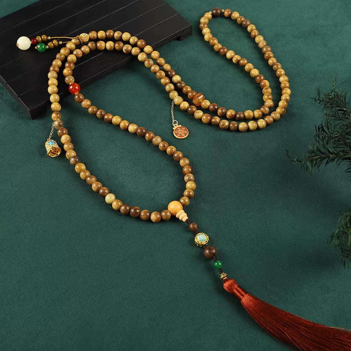Green Sandalwood Bead Chain - New Chinese Style Multi - purpose Necklace, Perfect for Horse - face Skirt Decoration