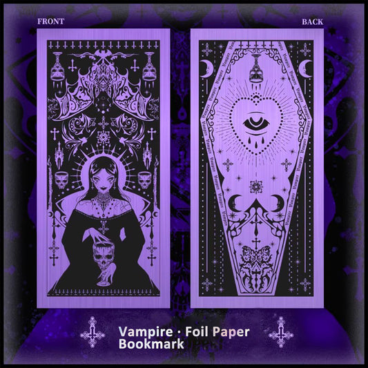 Gothic Vampire Foil Bookmark - Purple Bat Nightmare Fantasy Literary Creative Book Accessory