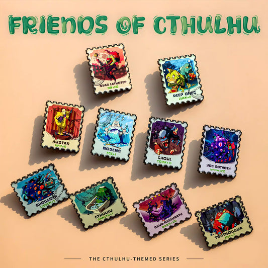 Cthulhu and His Friends - Stamp Shaped Enamel Pin Cthulhu Mythos Brooch