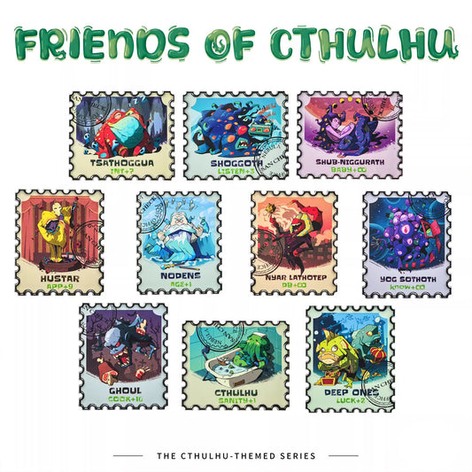 Cthulhu and His Friends - Stamp Shaped Enamel Pin Cthulhu Mythos Brooch