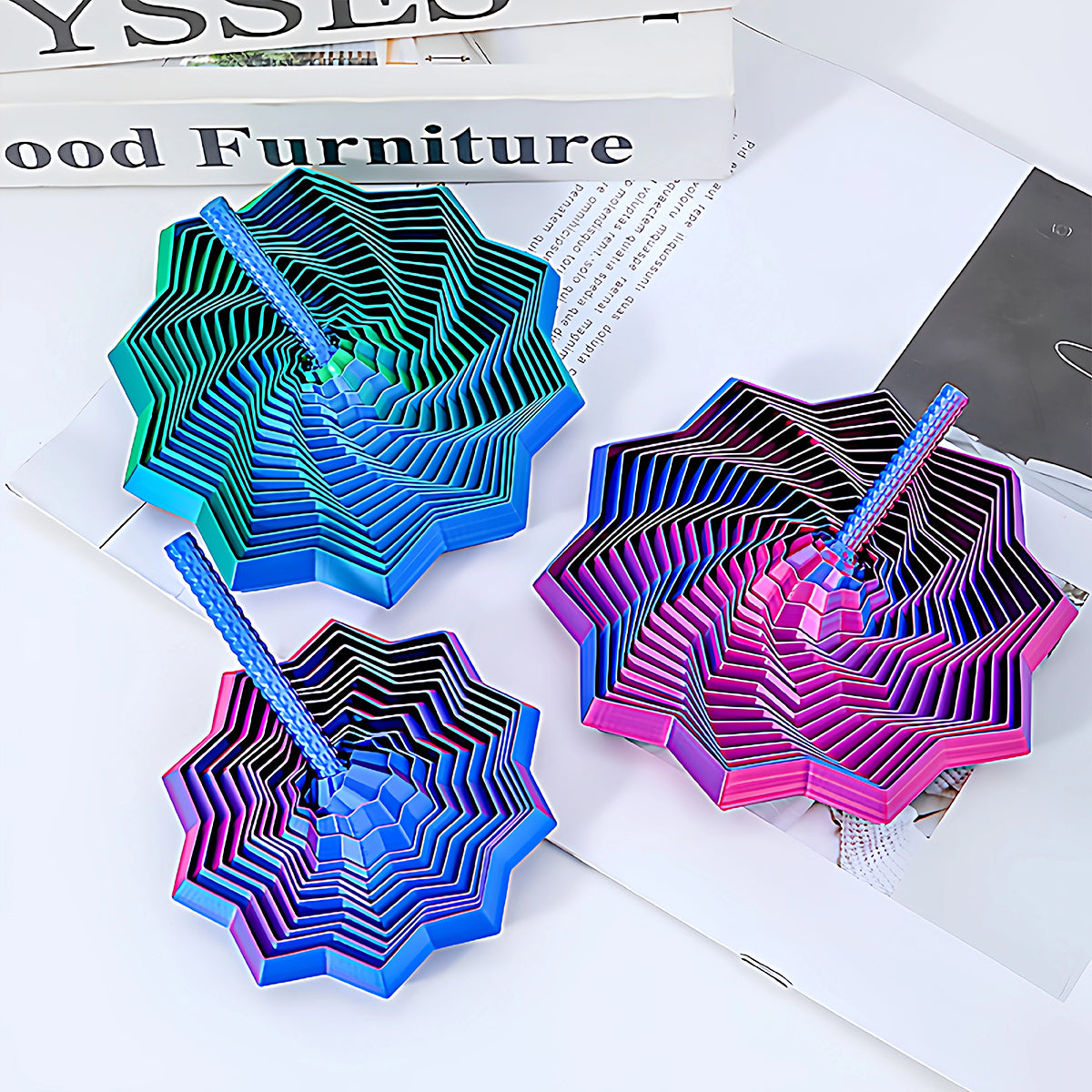 3D Printed Visual Illusion Folding Polygon Toy, Stress Relief Spiral Desktop Decoration