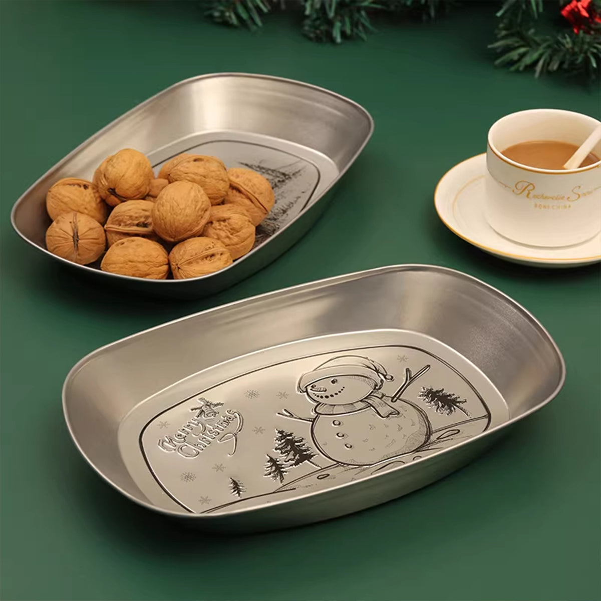 American Vintage Tin Tray – Snack Fruit Storage Plate for Living Room & Camping