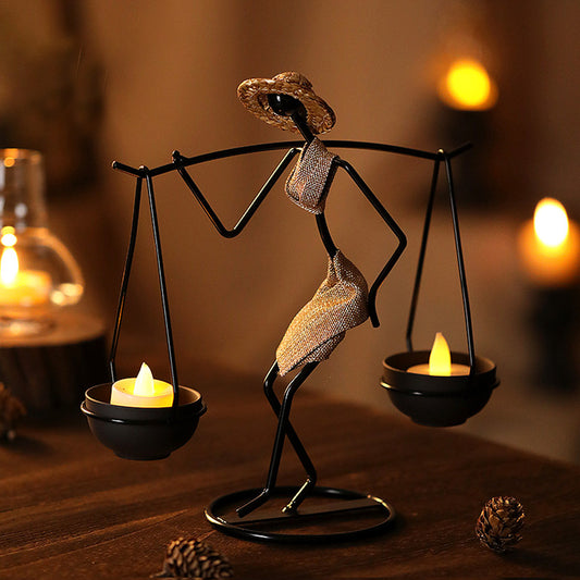 Vintage Iron Candle Holder Decor – Romantic Creative Candlelight Ornament