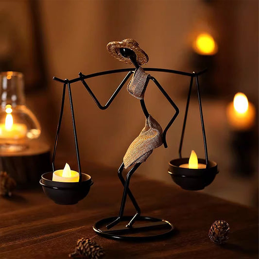 Vintage Iron Candle Holder Decor – Romantic Creative Candlelight Ornament