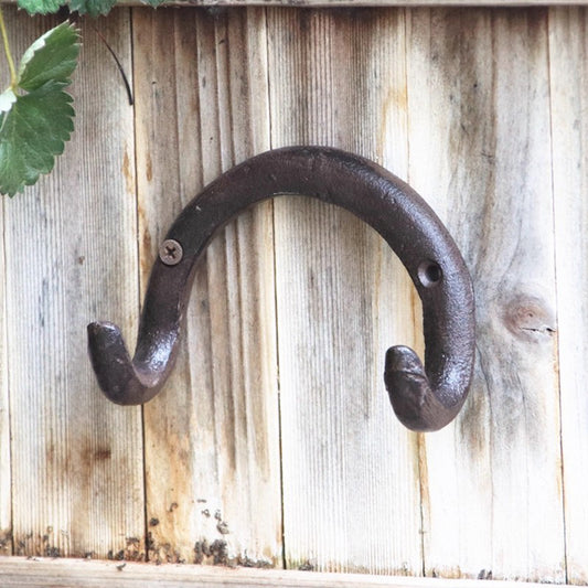 Vintage Cast Iron Curved Garden Hook – European-Style Outdoor Yard Decor & Gardening Accessory