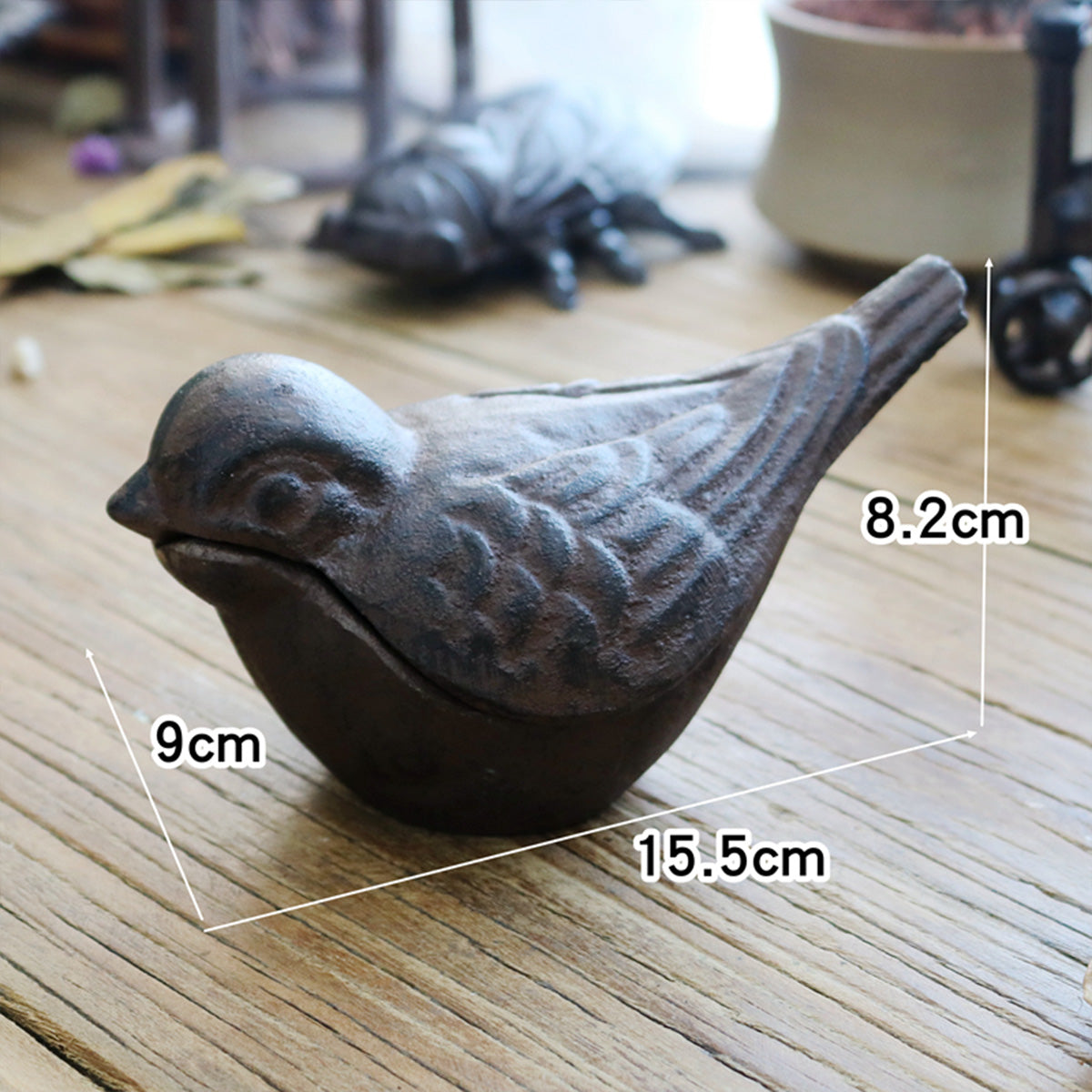 Vintage Cast Iron Turtle Storage Jar — Creative Animal Figurine & Key Holder Box