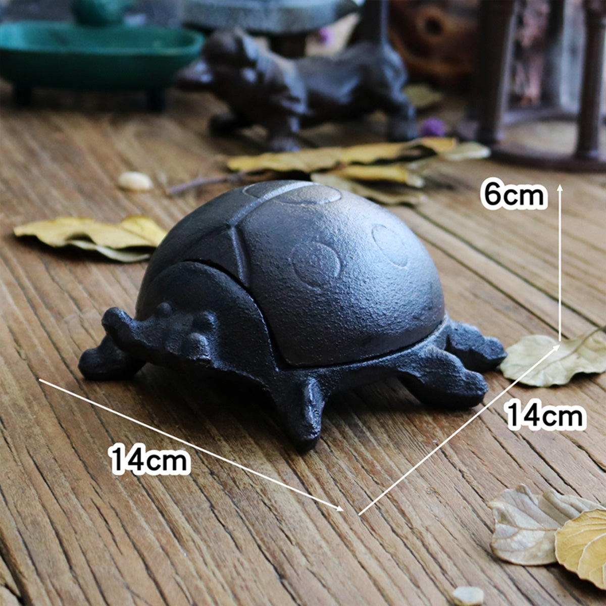 Vintage Cast Iron Turtle Storage Jar — Creative Animal Figurine & Key Holder Box