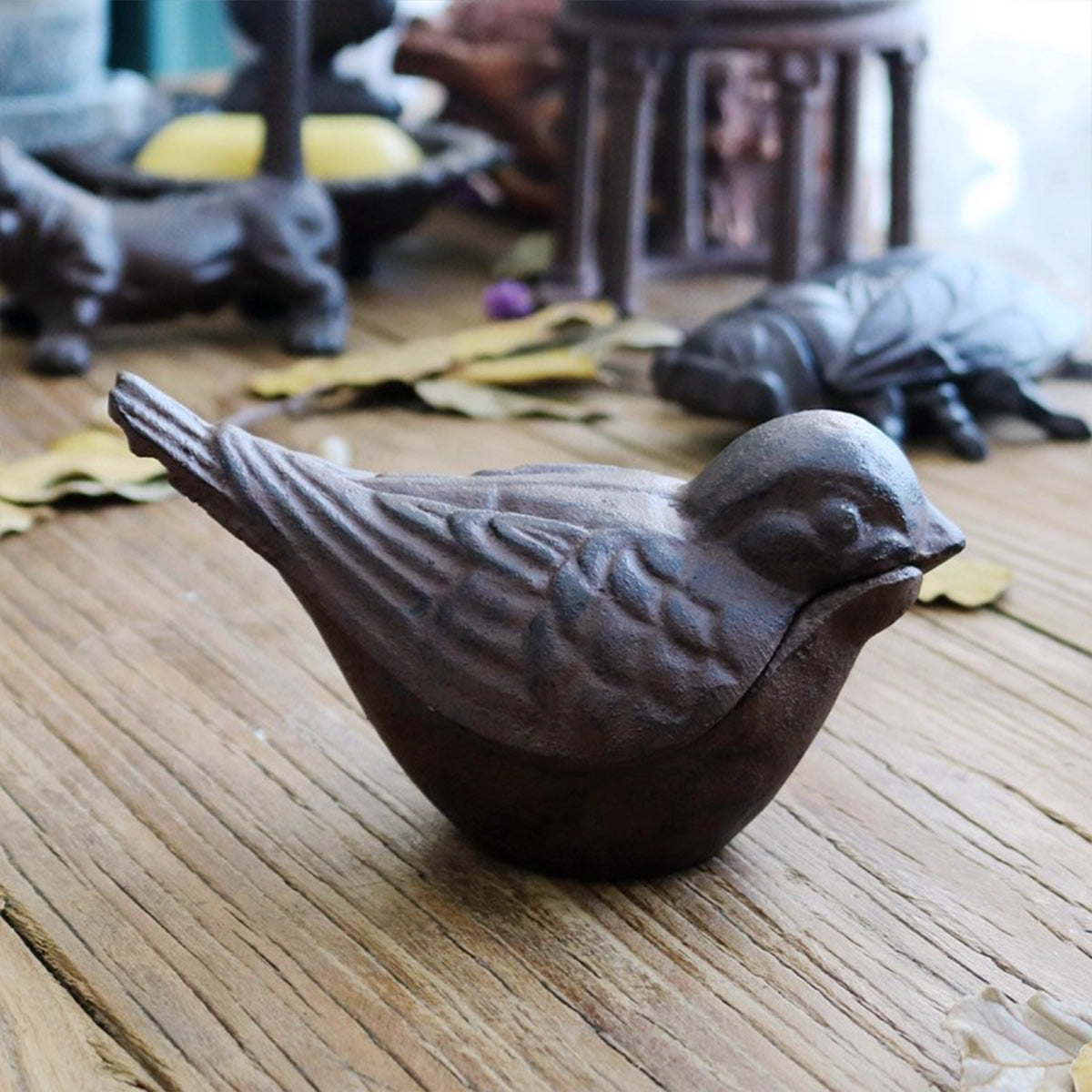 Vintage Cast Iron Turtle Storage Jar — Creative Animal Figurine & Key Holder Box