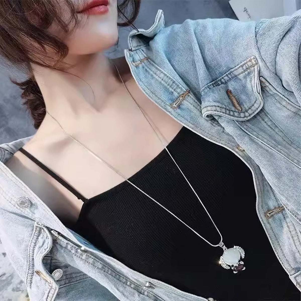 Stylish Ballerina Sweater Chain - Versatile Women's Pendant Necklace | Fashion Clothing Accessory
