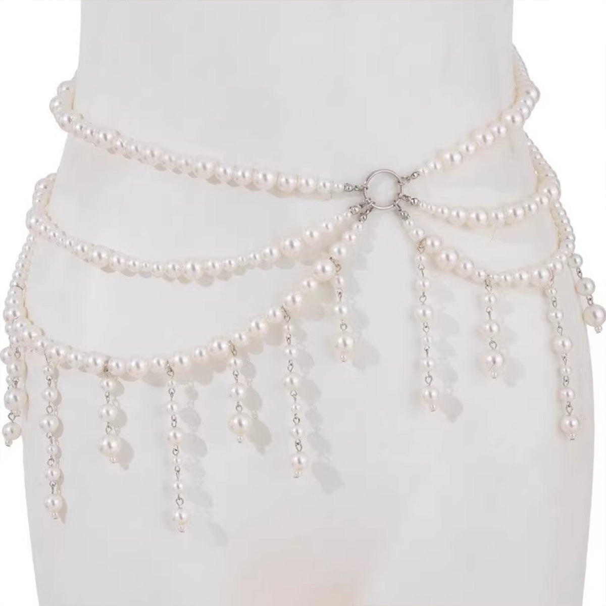 Sexy Layered Faux Pearl Tassel Waist Chain - Retro Y2K Hot Girl Statement Body Chain | Unique Niche Design