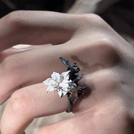 Bipolar Disorder Concept Ring - Black White Mandala Niche Gothic Statement Mental Health Jewelry