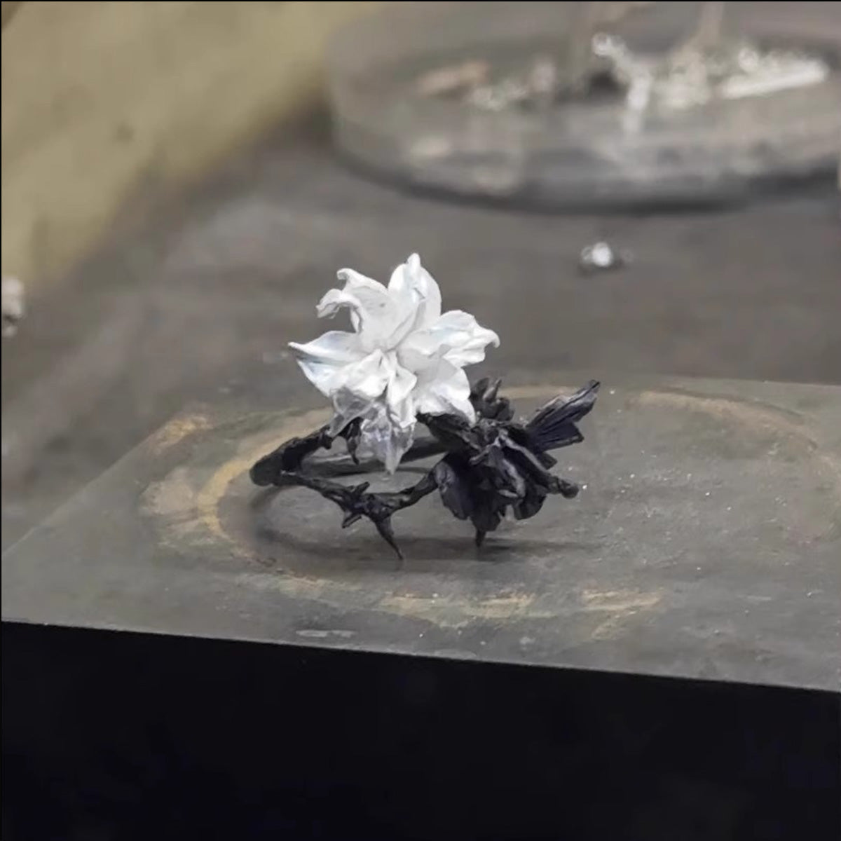 Bipolar Disorder Concept Ring - Black White Mandala Niche Gothic Statement Mental Health Jewelry