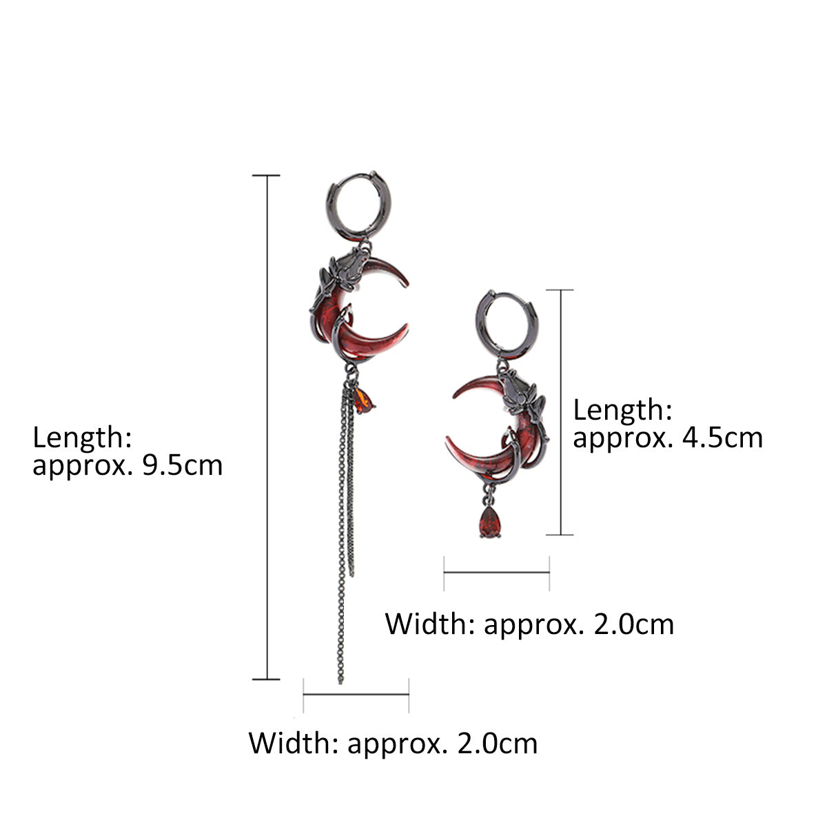 Dark Series Red Crescent Huggie Earrings - Niche Asymmetric Original Statement Jewelry