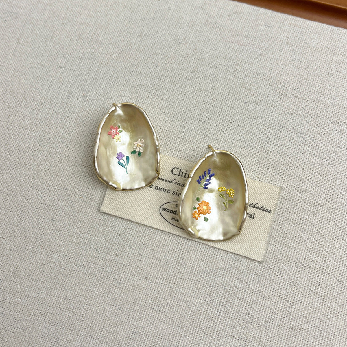 Aphrodite Garden French Vintage Enamel Flower Earrings - Elegant Statement Niche Studs
