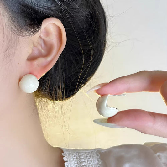 French Retro Enamel Colored Round Studs - Niche Minimalist Elegant Versatile Women's Earrings