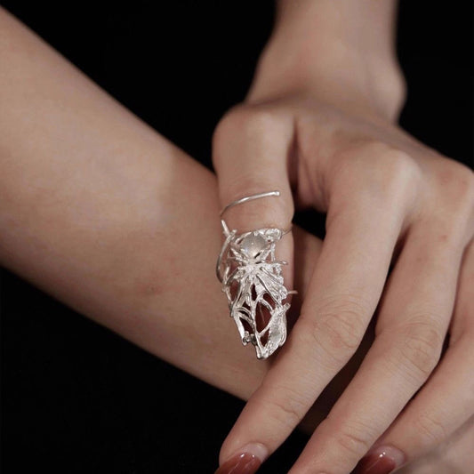 Spider Web Open Ring - Original Design Niche Gothic Statement Ring for Women Gift