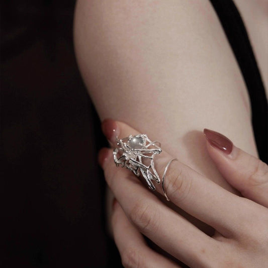 Spider Web Open Ring - Original Design Niche Gothic Statement Ring for Women Gift
