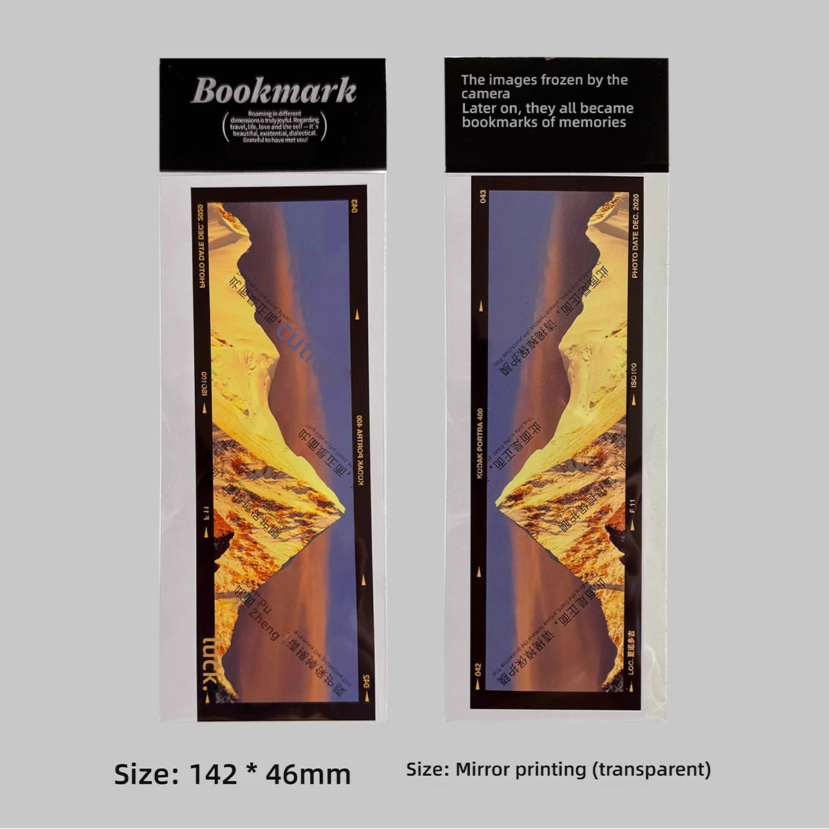 Vintage Film Bookmark Set - Original Handmade Translucent Mountain Sea Retro Literary Niche Gift