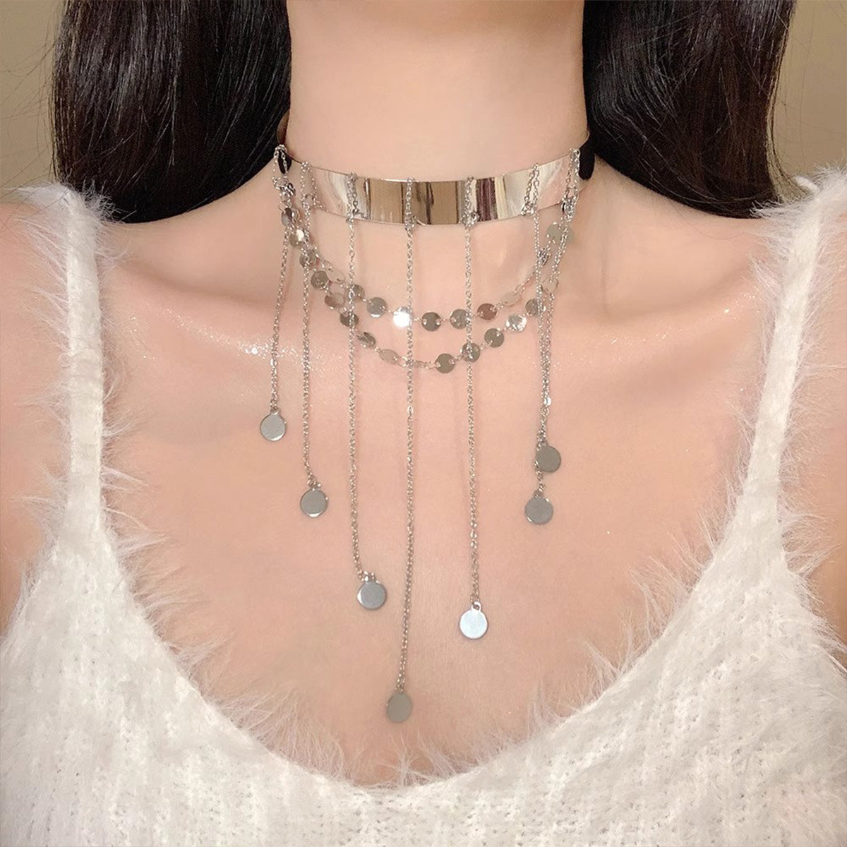 Tassel Arm Cuff - Minimalist Cold Wave Niche Design Metal Bracelet Women's Armlet Jewelry